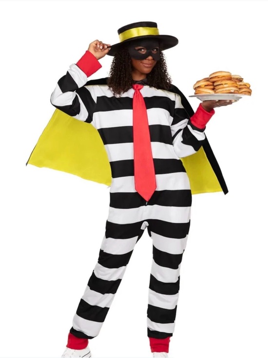 Tipsy Elves Other - Tipsy Elves Black & White Striped Jumpsuit with Red Tie and Yellow Cape Unisex